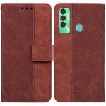 For Tecno Spark 7P Geometric Embossed Leather Phone Case(Brown)