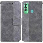 For Tecno Spark 7P Geometric Embossed Leather Phone Case(Grey)