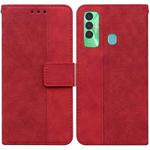 For Tecno Spark 7P Geometric Embossed Leather Phone Case(Red)