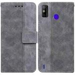 For Tecno Spark Go 2020 / Spark 6 Go Geometric Embossed Leather Phone Case(Grey)