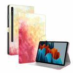 For Samsung Galaxy Tab S9+ Watercolor Pattern Flip Leather Tablet Case(Spring Cherry)
