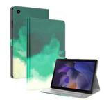 For Samsung Galaxy Tab А9 Watercolor Pattern Flip Leather Tablet Case(Cyan Green)