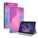 For Samsung Galaxy Tab А9 Watercolor Pattern Flip Leather Tablet Case(Purple Red)