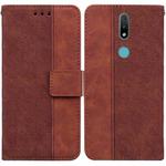 For Nokia 2.4 Geometric Embossed Leather Phone Case(Brown)