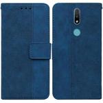 For Nokia 2.4 Geometric Embossed Leather Phone Case(Blue)