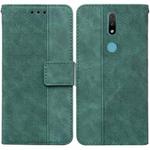 For Nokia 2.4 Geometric Embossed Leather Phone Case(Green)