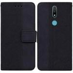 For Nokia 2.4 Geometric Embossed Leather Phone Case(Black)