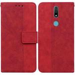 For Nokia 2.4 Geometric Embossed Leather Phone Case(Red)