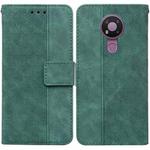 For Nokia 3.4 Geometric Embossed Leather Phone Case(Green)