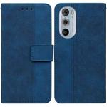 For Motorola Edge+ 2022 / Edge 30 Pro Geometric Embossed Leather Phone Case(Blue)