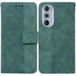 For Motorola Edge+ 2022 / Edge 30 Pro Geometric Embossed Leather Phone Case(Green)