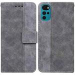 For Motorola Moto G22 Geometric Embossed Leather Phone Case(Grey)