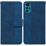 For Motorola Moto G22 Geometric Embossed Leather Phone Case(Blue)