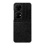 For Huawei P50 Pocket Crocodile Top Layer Cowhide Leather Phone Case(Black)