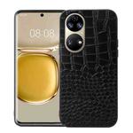 For Huawei P50 Pro Crocodile Top Layer Cowhide Leather Phone Case(Black)