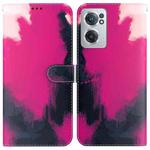 For OnePlus Nord CE 2 5G Watercolor Pattern Horizontal Flip Leather Phone Case(Berry Color)