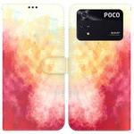 For Xiaomi Redmi Poco M4 Pro Watercolor Pattern Horizontal Flip Leather Phone Case(Spring Cherry)