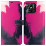 For Xiaomi Redmi 10C Watercolor Pattern Horizontal Flip Leather Phone Case(Berry Color)