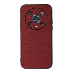 For Honor Magic4 Pro Accurate Hole Carbon Fiber Texture PU Phone Case(Red)