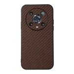 For Honor Magic4 Pro Accurate Hole Carbon Fiber Texture PU Phone Case(Brown)