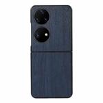 For Huawei P50 Pocket Wood Texture PU Phone Case(Blue)