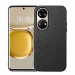 For Huawei P50 Pro Wood Texture PU Phone Case(Black)