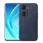 For Honor 60 Pro Wood Texture PU Phone Case(Blue)
