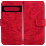 For Google Pixel 7 Pro 5G Tiger Embossing Pattern Horizontal Flip Leather Phone Case(Red)