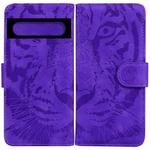 For Google Pixel 7 5G Tiger Embossing Pattern Horizontal Flip Leather Phone Case(Purple)
