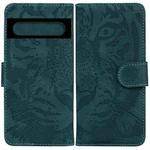 For Google Pixel 7 5G Tiger Embossing Pattern Horizontal Flip Leather Phone Case(Green)