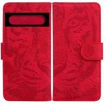 For Google Pixel 7 5G Tiger Embossing Pattern Horizontal Flip Leather Phone Case(Red)