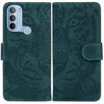 For Motorola Moto G31 4G(Brazil) Tiger Embossing Pattern Horizontal Flip Leather Phone Case(Green)
