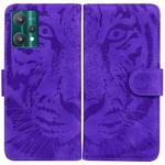 For OPPO Realme 9 Pro+ Tiger Embossing Pattern Horizontal Flip Leather Phone Case(Purple)