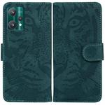 For OPPO Realme 9 Pro+ Tiger Embossing Pattern Horizontal Flip Leather Phone Case(Green)