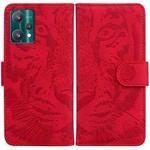 For OPPO Realme 9 Pro+ Tiger Embossing Pattern Horizontal Flip Leather Phone Case(Red)