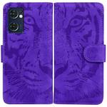 For OPPO Reno7 5G Taiwan Version/Find X5 Lite Tiger Embossing Pattern Horizontal Flip Leather Phone Case(Purple)
