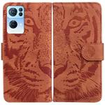 For OPPO Reno7 Pro 5G Tiger Embossing Pattern Horizontal Flip Leather Phone Case(Brown)