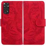 For Xiaomi Redmi Note 11 Overseas Version / Redmi Note 11S Tiger Embossing Pattern Horizontal Flip Leather Phone Case(Red)