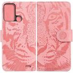 For ZTE Blade A52 Tiger Embossing Pattern Horizontal Flip Leather Phone Case(Pink)