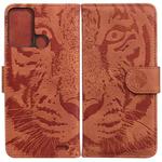 For ZTE Blade A52 Tiger Embossing Pattern Horizontal Flip Leather Phone Case(Brown)