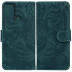 For ZTE Blade A52 Tiger Embossing Pattern Horizontal Flip Leather Phone Case(Green)