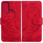 For ZTE Blade A52 Tiger Embossing Pattern Horizontal Flip Leather Phone Case(Red)