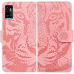 For ZTE Blade A72 / V40 Vita Tiger Embossing Pattern Horizontal Flip Leather Phone Case(Pink)