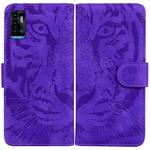 For ZTE Blade A72 / V40 Vita Tiger Embossing Pattern Horizontal Flip Leather Phone Case(Purple)