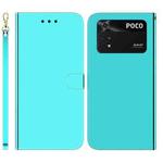 For Xiaomi Poco M4 Pro Imitated Mirror Surface Horizontal Flip Leather Phone Case(Mint Green)