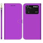 For Xiaomi Poco M4 Pro Imitated Mirror Surface Horizontal Flip Leather Phone Case(Purple)