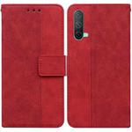 For OnePlus Nord CE 5G Geometric Embossed Leather Phone Case(Red)