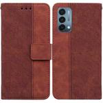 For OnePlus Nord N200 5G Geometric Embossed Leather Phone Case(Brown)