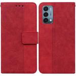 For OnePlus Nord N200 5G Geometric Embossed Leather Phone Case(Red)