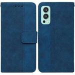 For OnePlus Nord 2 5G Geometric Embossed Leather Phone Case(Blue)